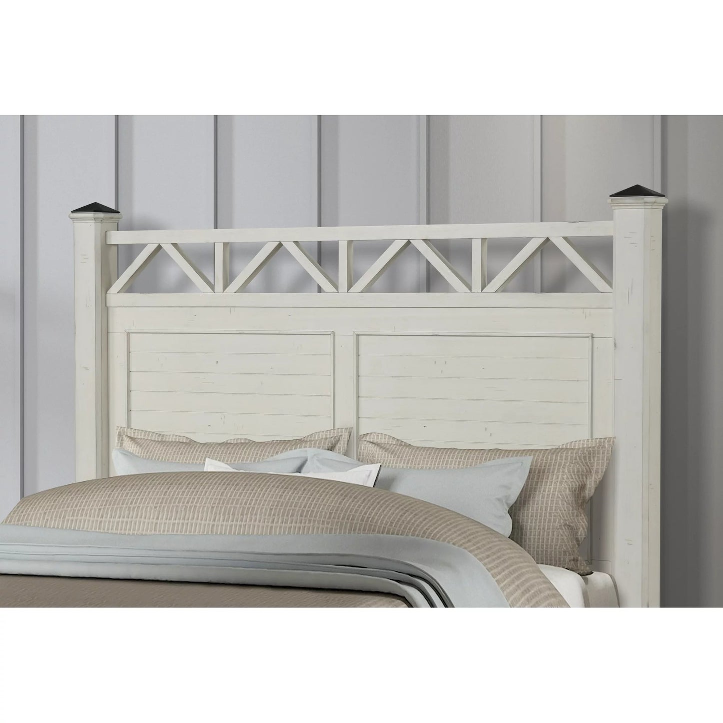 Adouer Wood Feel Royal Solid Sheesham Wood Designer Bed (White)