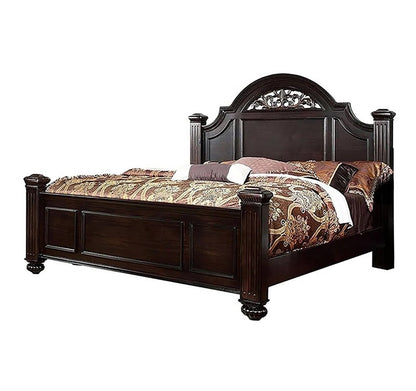 Adouer Wood Feel Royal Solid Sheesham Wood Designer Bed Without Storage For Bedroom (Walnut)