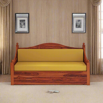 ADOUER WOOD Sheesham Wood Classic Design Honey Polish Sofa Cum Bed