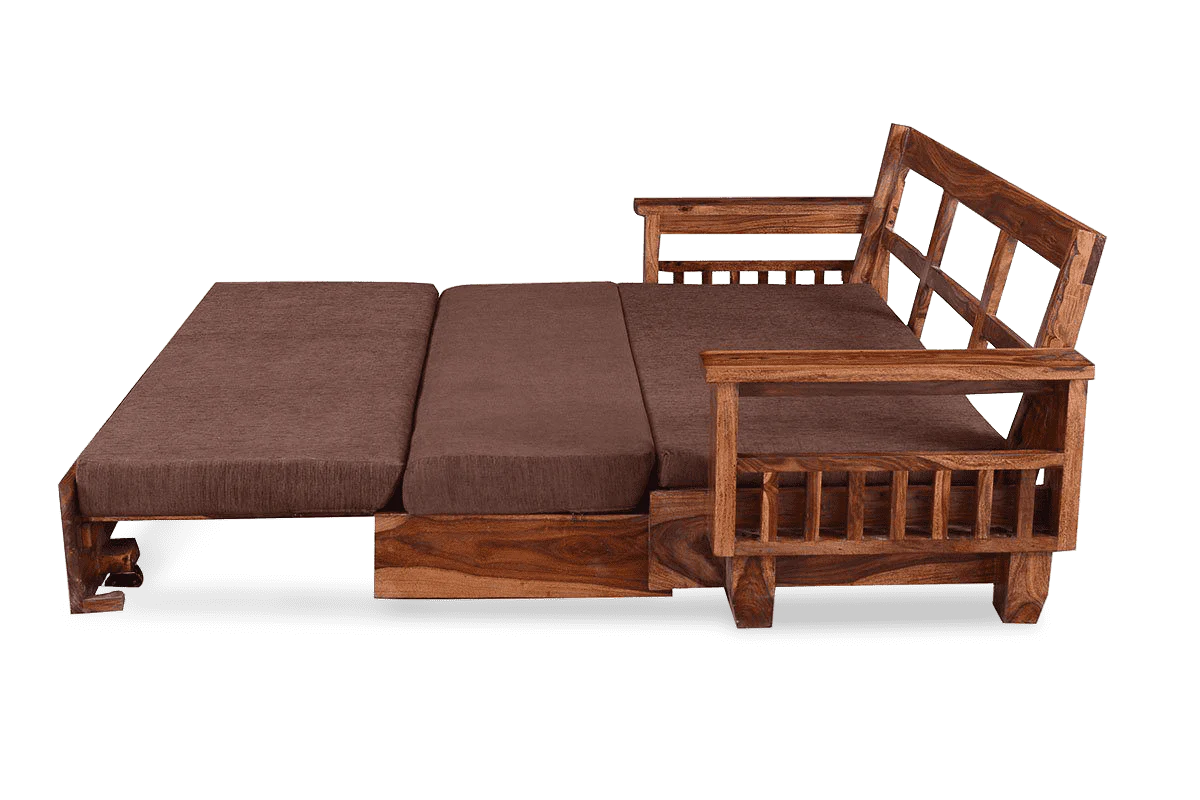 ADOUER WOOD Solid Sheesham Wood Traditional Sofa Cum Bed