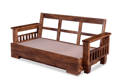 ADOUER WOOD Solid Sheesham Wood Traditional Sofa Cum Bed