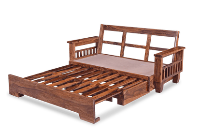 ADOUER WOOD Solid Sheesham Wood Traditional Sofa Cum Bed