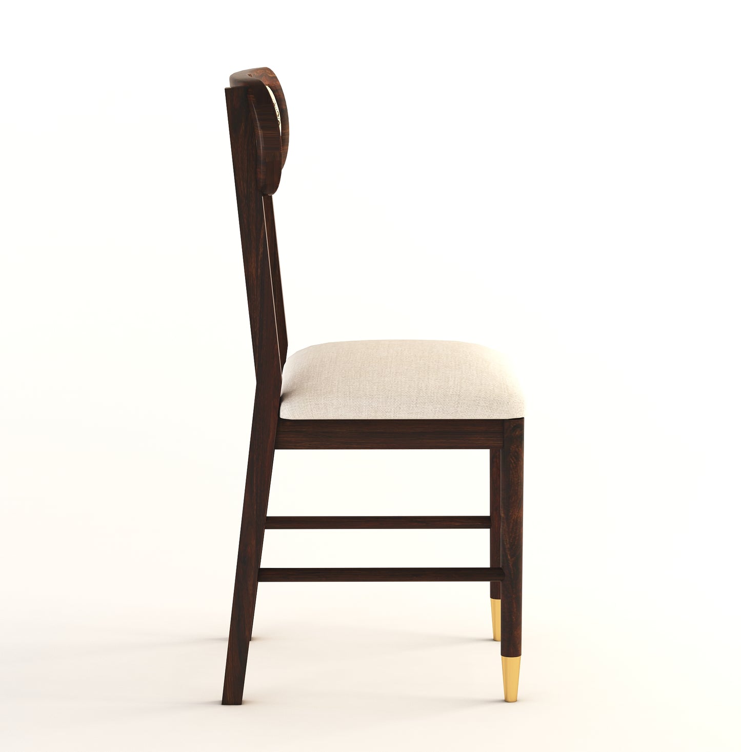 ADOUER WOOD "Mid-Century Modern Wooden Dining Chair with Cane Backrest and Upholstered Seat"