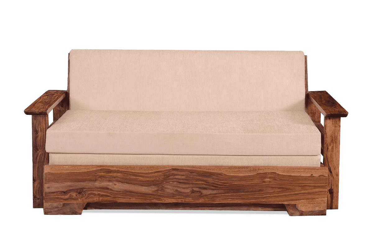 ADOUER WOOD Solid Sheesham Wood Traditional Honey Finish Sofa Cum Bed