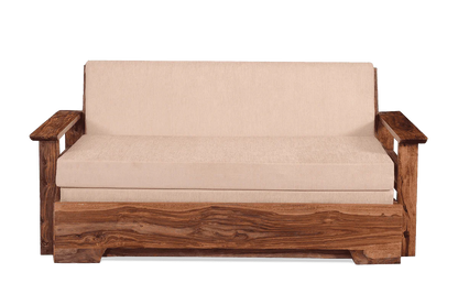 ADOUER WOOD Solid Sheesham Wood Traditional Honey Finish Sofa Cum Bed