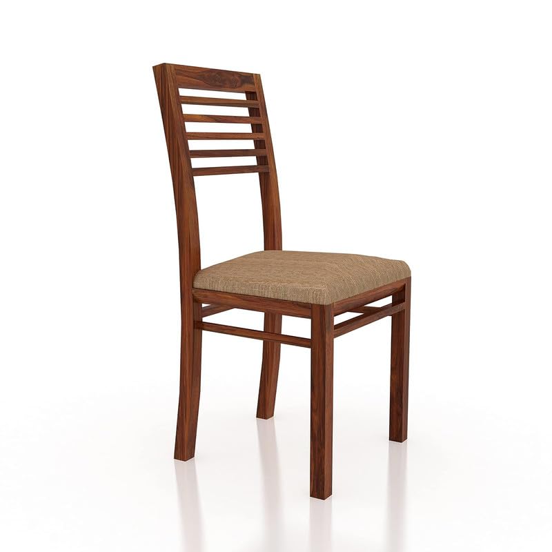 ADOUER WOOD "Modern Wooden Dining Chair with Cushioned Seat and Slatted Backrest"