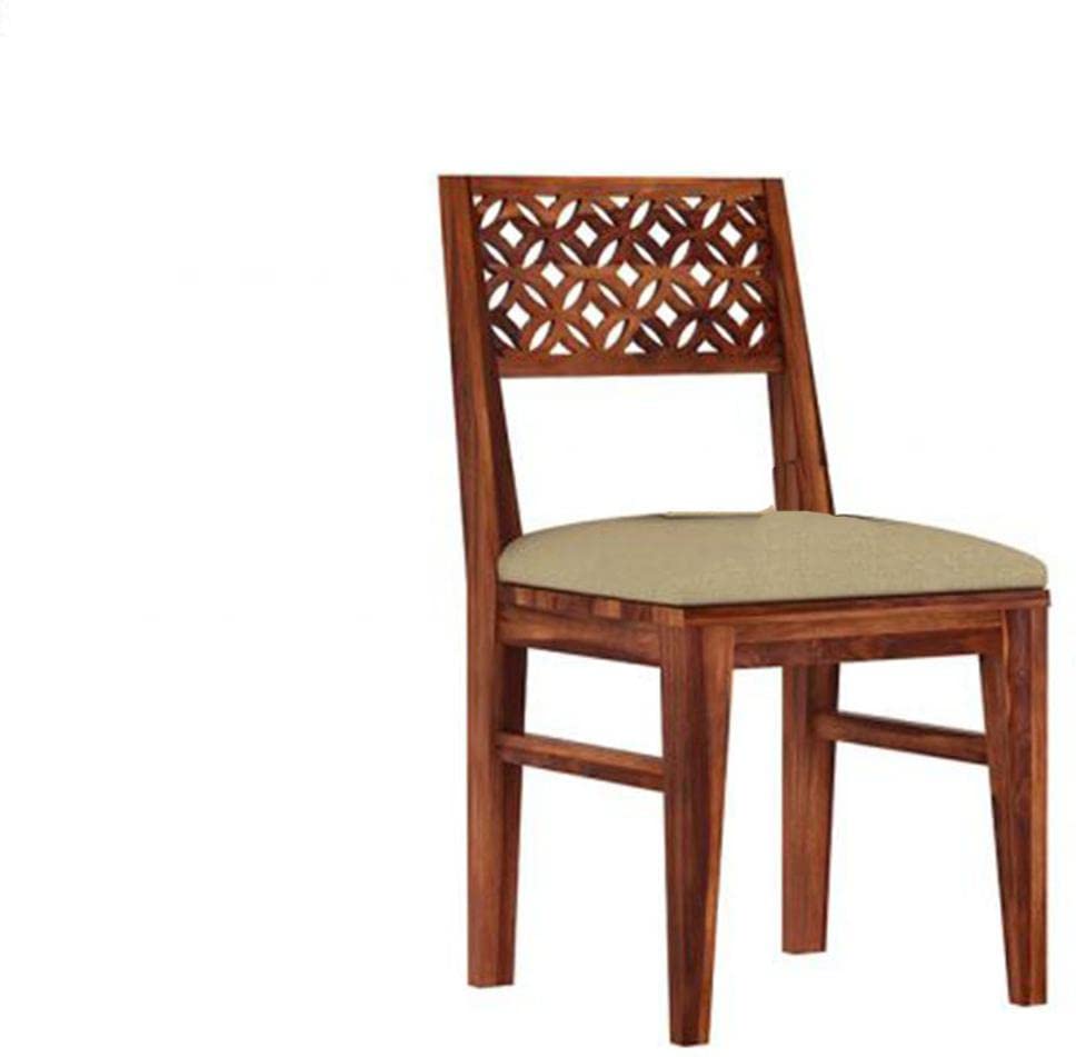 ADOUER WOOD "Elegant Solid Sheesham Wooden Dining Chair with Intricate Lattice Backrest and Cushioned Seat"