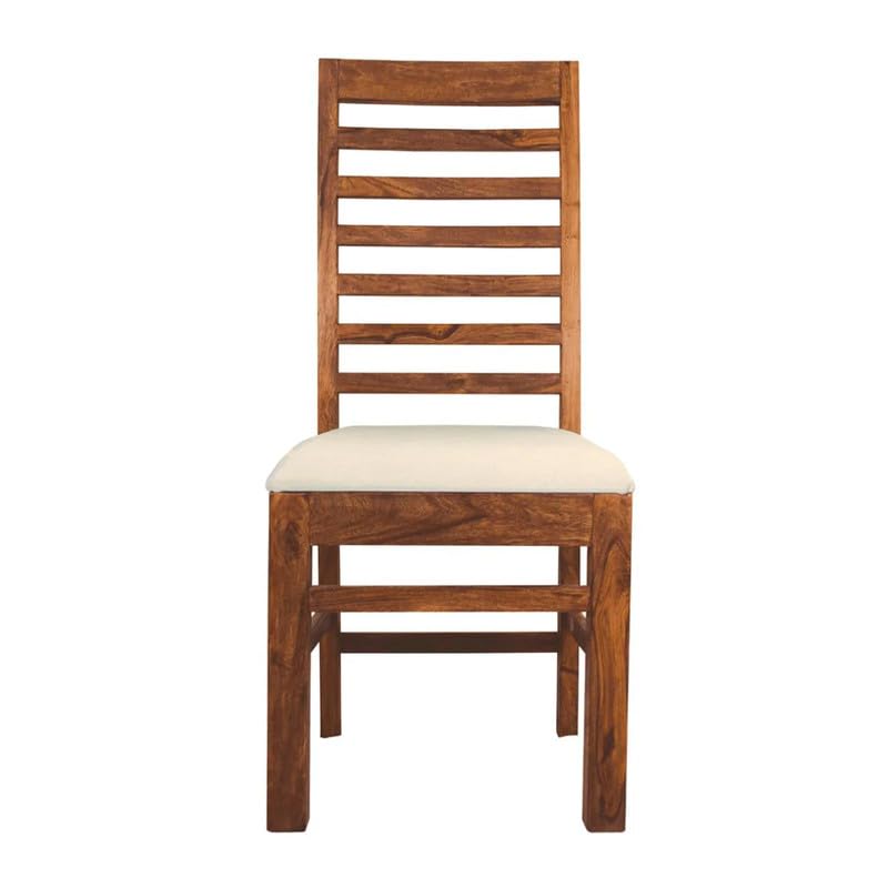 ADOUER WOOD "Solid Sheesham Wood Ladder Back Dining Chair with Cushioned Seat"