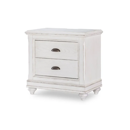 ADOUER WOOD Rustic White Two-Drawer Bedside Table