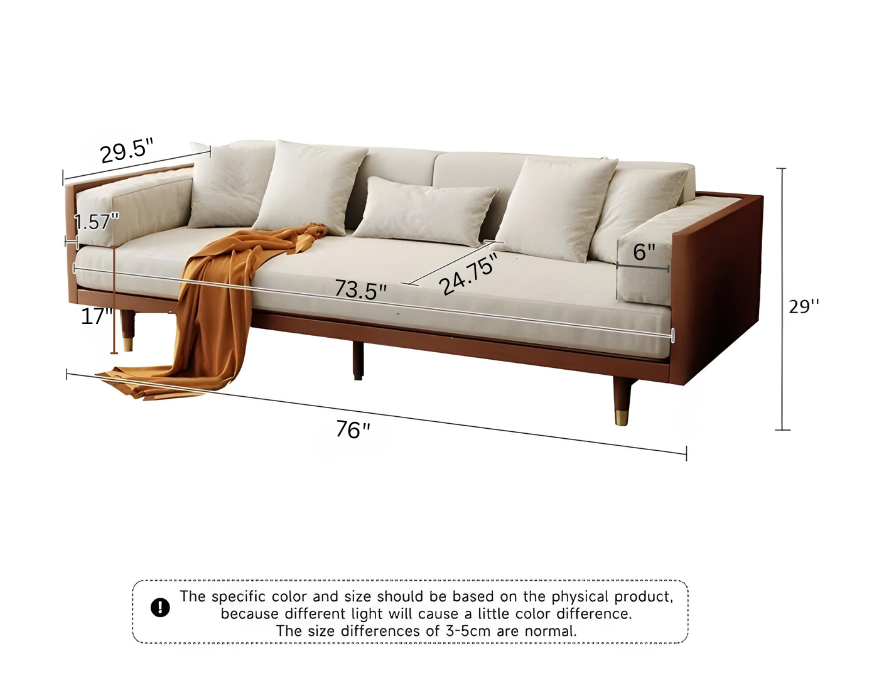 ADOUER WOOD Solid Sheesham Wood 3 Seater Sofa For Home & Office, Light Walnut