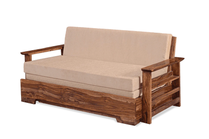 ADOUER WOOD Solid Sheesham Wood Traditional Honey Finish Sofa Cum Bed