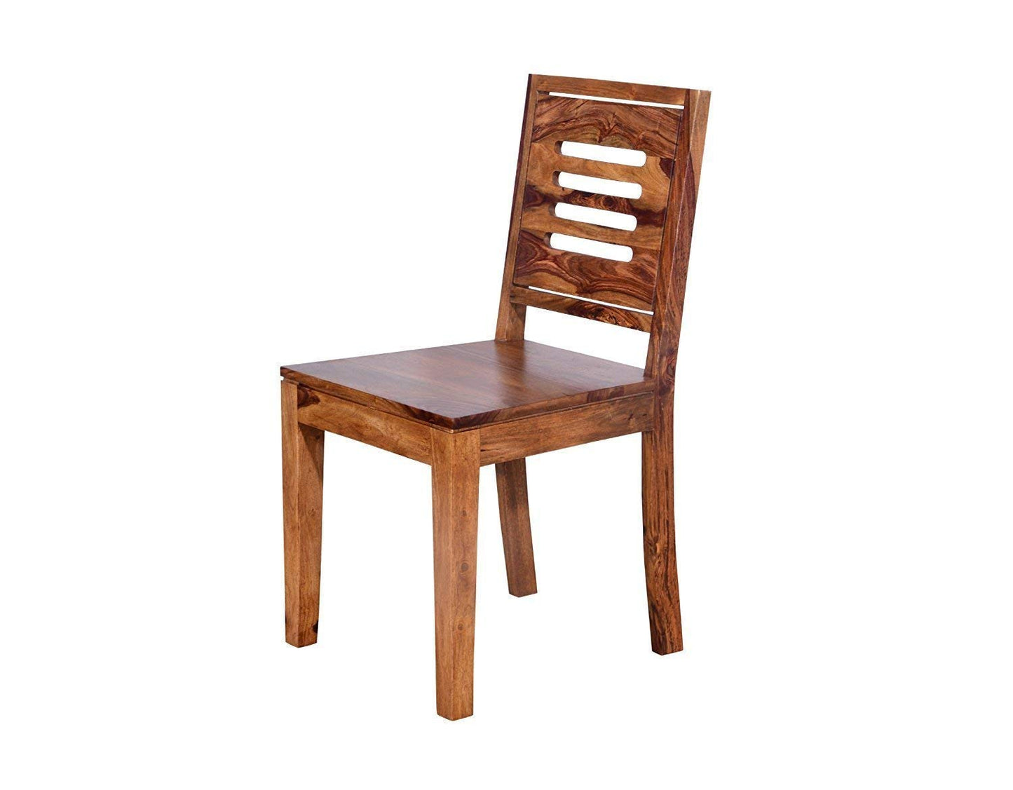 ADOUER WOOD "Set of 2 Solid Sheesham Wood Dining Chairs with Slatted Backrest and Natural Finish"