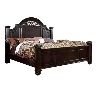 Adouer Wood Feel Royal Solid Sheesham Wood Designer Bed Without Storage For Bedroom (Walnut)