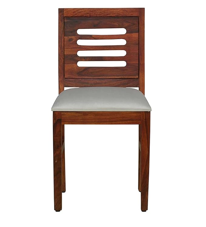 ADOUER WOOD "Solid Sheesham Wood Dining Chair with Slatted Backrest and Cushioned Seat"