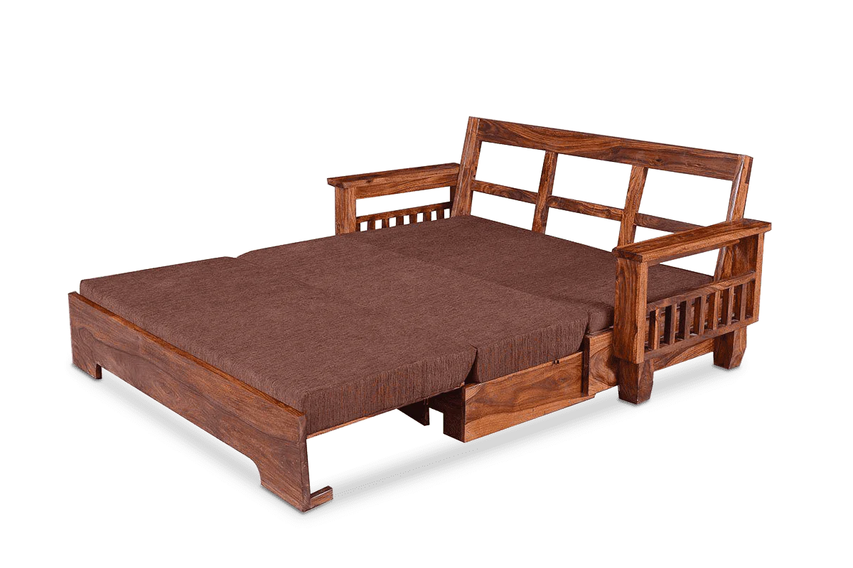 ADOUER WOOD Solid Sheesham Wood Traditional Sofa Cum Bed