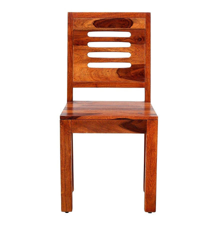 ADOUER WOOD "Set of 2 Solid Sheesham Wood Dining Chairs with Slatted Backrest and Natural Finish"