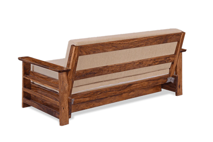 ADOUER WOOD Solid Sheesham Wood Traditional Honey Finish Sofa Cum Bed