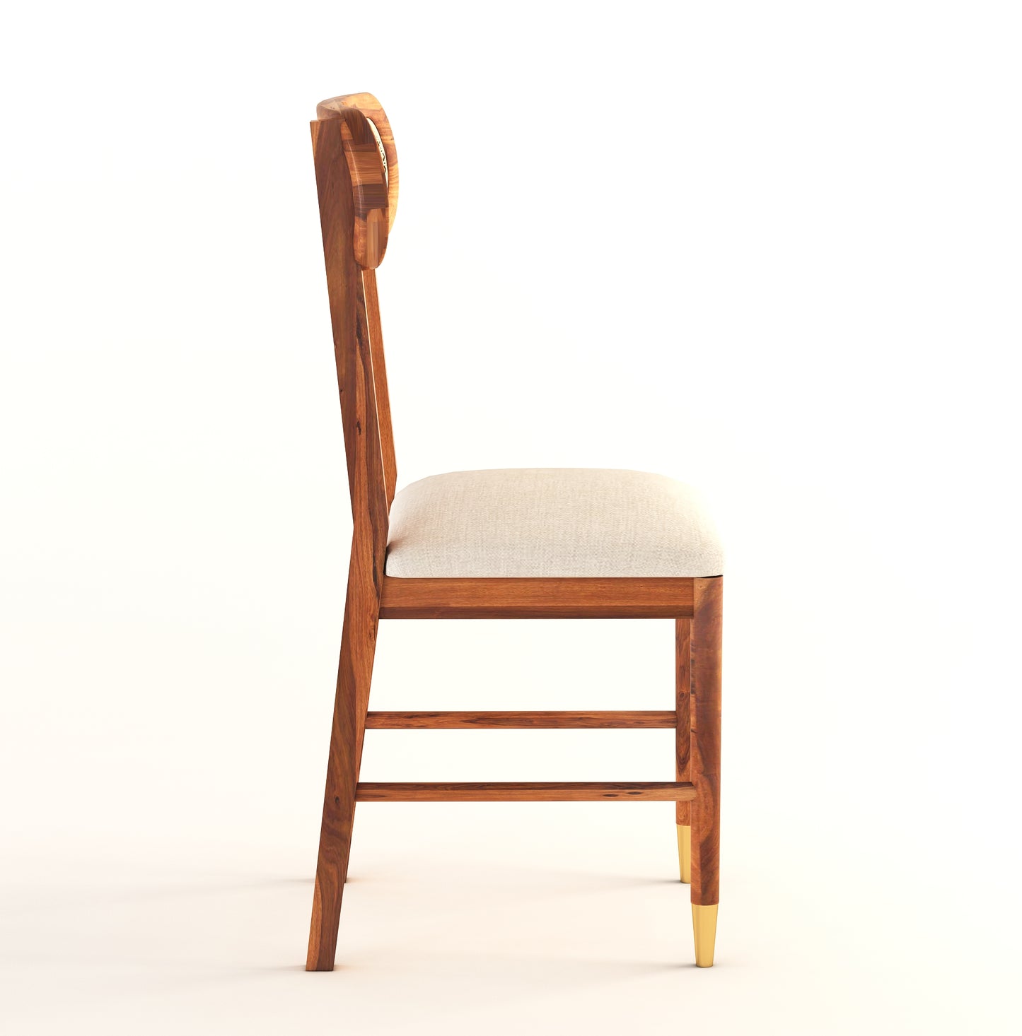 ADOUER WOOD "Mid-Century Modern Wooden Dining Chair with Cane Backrest and Upholstered Seat"