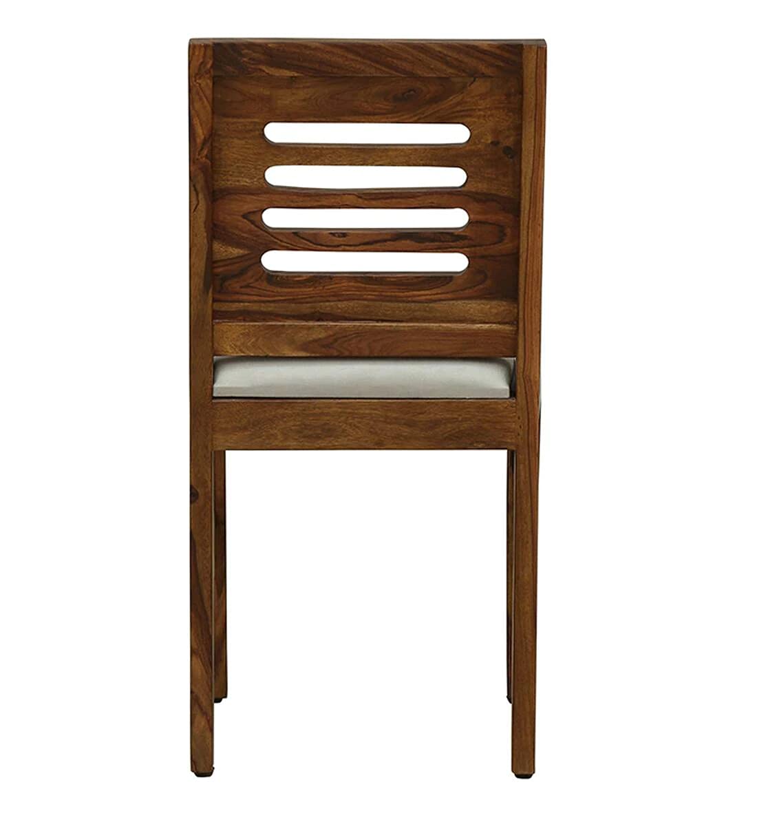 ADOUER WOOD "Solid Sheesham Wood Dining Chair with Slatted Backrest and Cushioned Seat"