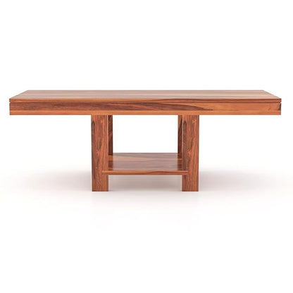 ADOUER WOOD Sheesham Wood Coffee Table Set with 2 Seating Designer Stools (Teak Finish)