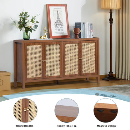 ADOUER WOOD Solid Sheehsam Wood Multi Use Adjustable Shelf Sideboard