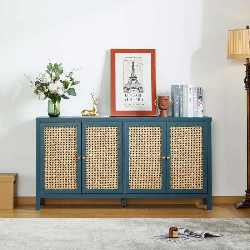 ADOUER WOOD Solid Sheehsam Wood Multi Use Adjustable Shelf Sideboard