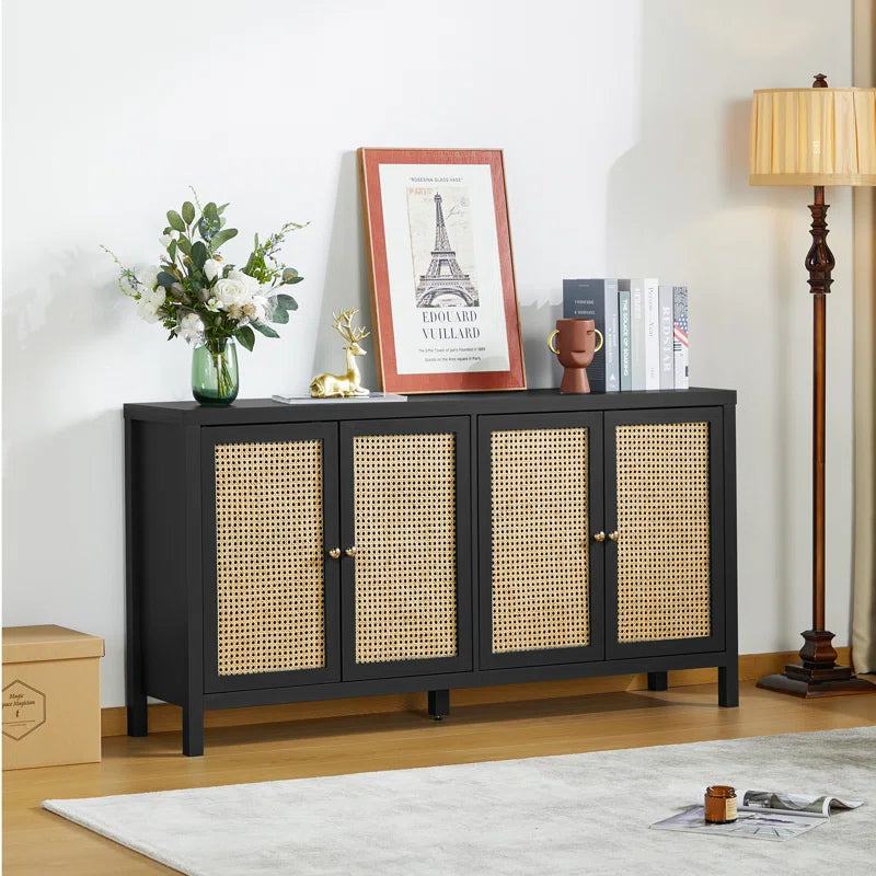 ADOUER WOOD Solid Sheehsam Wood Multi Use Adjustable Shelf Sideboard