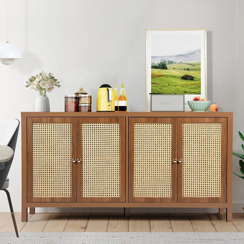 ADOUER WOOD Solid Sheehsam Wood Multi Use Adjustable Shelf Sideboard