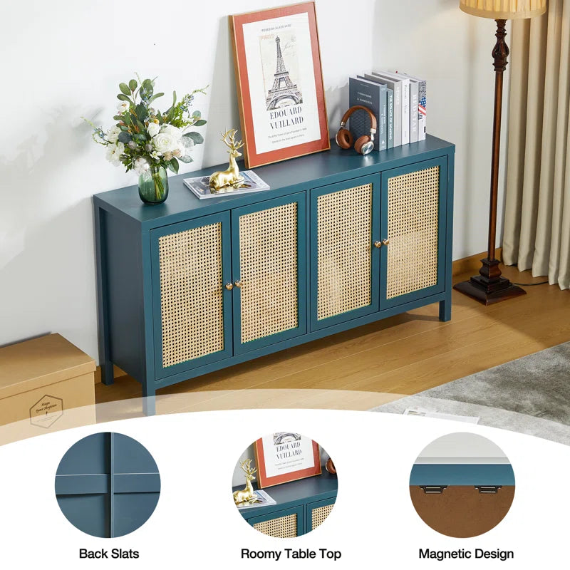 ADOUER WOOD Solid Sheehsam Wood Multi Use Adjustable Shelf Sideboard