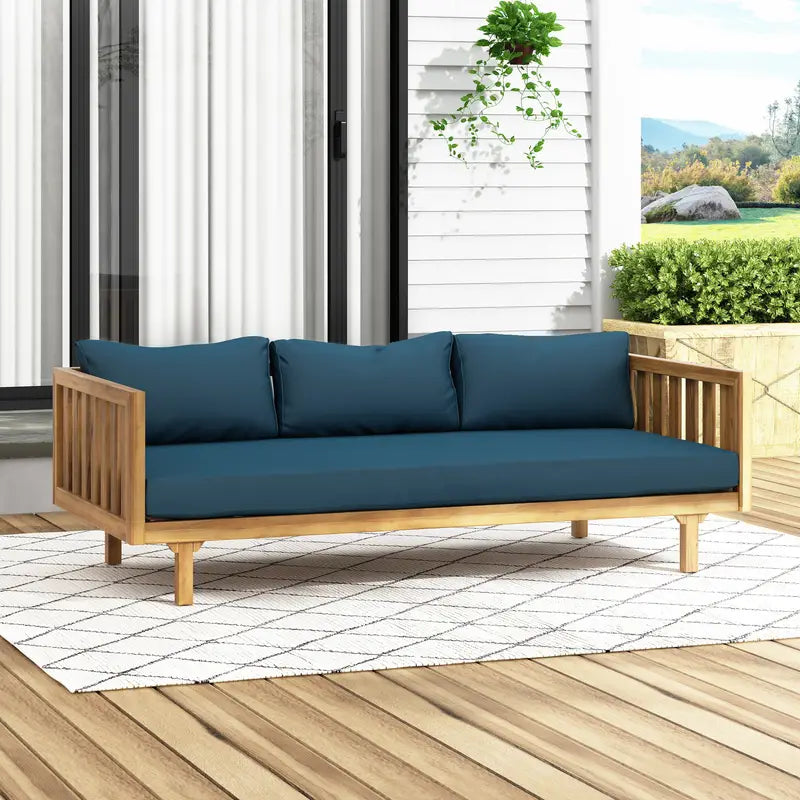 ADOUER WOOD Solid Acacia Wood 3 Seater Sofa For Indoor & Outdoor