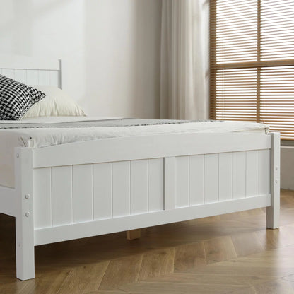 "Adouer Wood Premium Solid Sheesham Wood Designer Bed in White Finish"