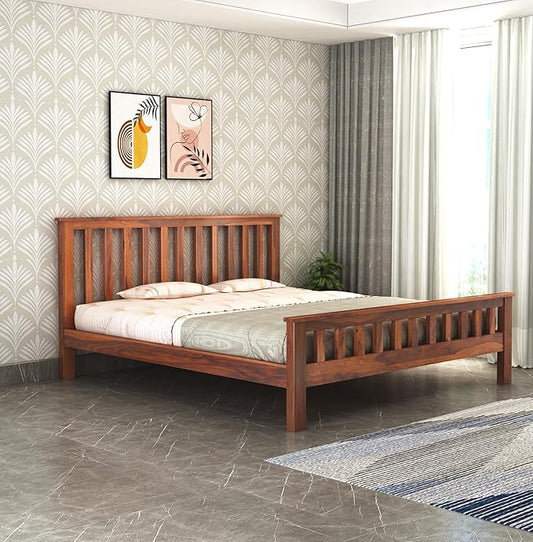 ADOUER WOOD Solid Sheesham Wood Stright Strip Without Storage For Bedroom (Honey)