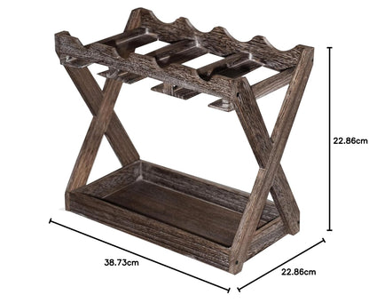 Adouer Wood "Rustic Soild Sheesham Wooden Wine Rack and Glass Holder with Cork Storage"