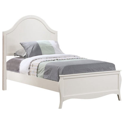 Adouer Wood "Solid Sheesham Wood Bed with Elegant Curved Headboard – White Finish"