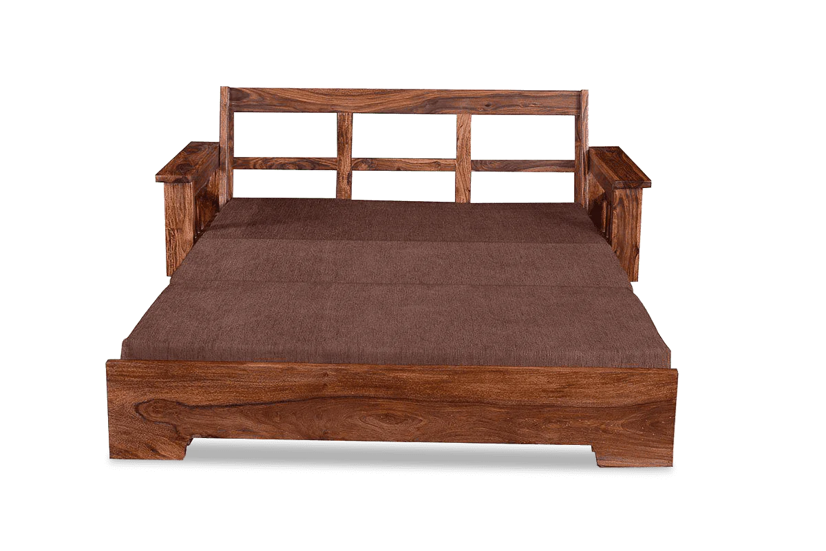 ADOUER WOOD Solid Sheesham Wood Traditional Sofa Cum Bed