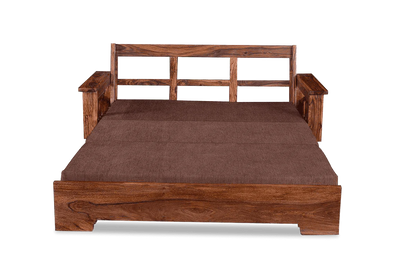 ADOUER WOOD Solid Sheesham Wood Traditional Sofa Cum Bed