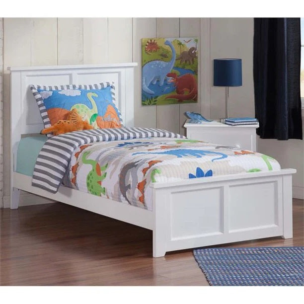 ADOUER WOOD Solid Sheesham Wood Classic Milky White Bed For Kids