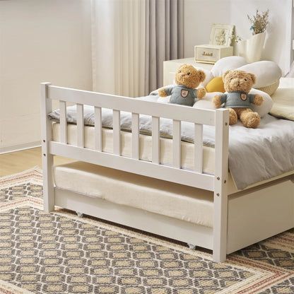 ADOUER WOOD Handcrafted Solid Sheesham Wood Classic Trundle Kids Bed