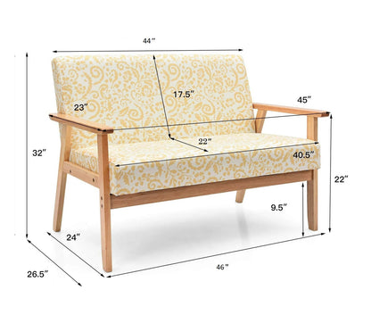 ADOUER WOOD Solid Acaica Wood 2 Seater Sofa, Natural