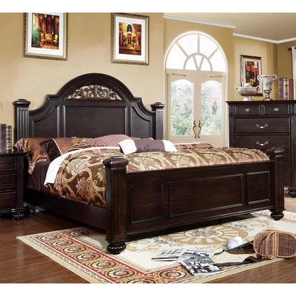 Adouer Wood Feel Royal Solid Sheesham Wood Designer Bed Without Storage For Bedroom (Walnut)