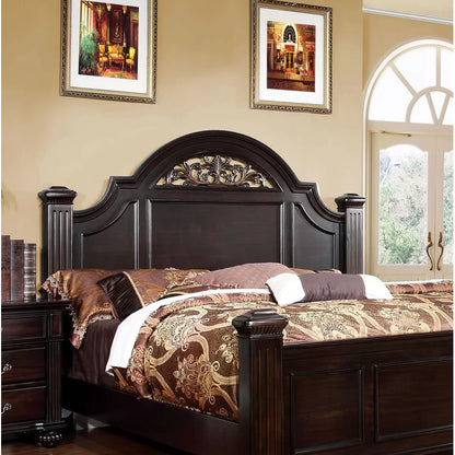 Adouer Wood Feel Royal Solid Sheesham Wood Designer Bed Without Storage For Bedroom (Walnut)