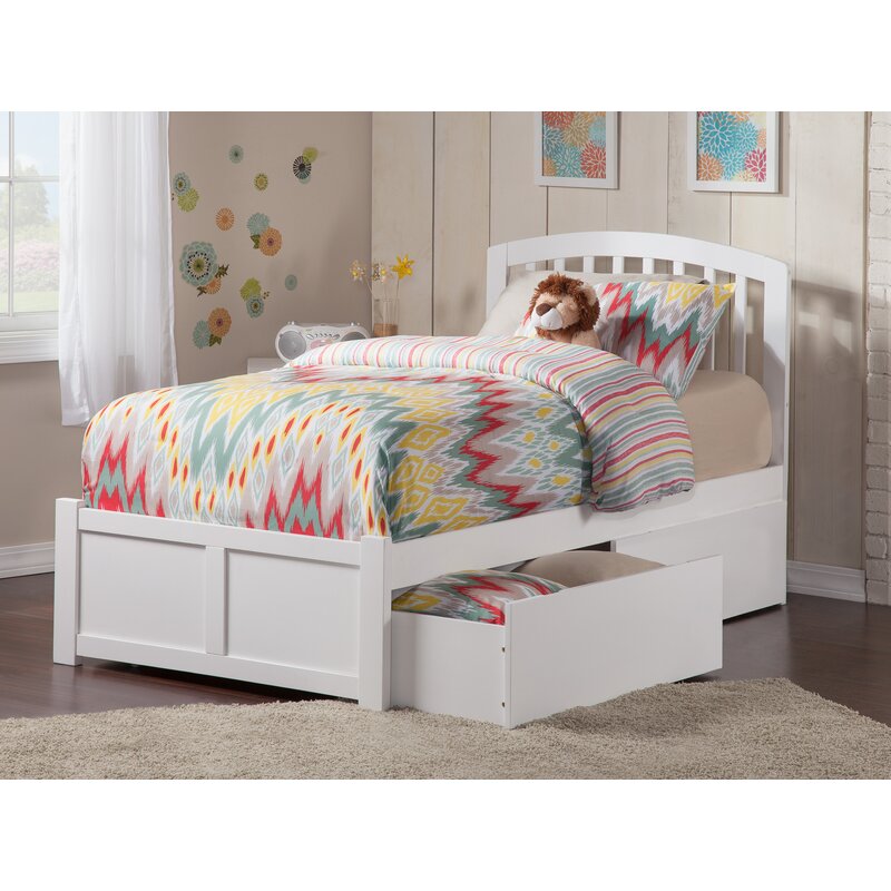 ADOUER WOOD Solid Sheesham Wood Classic Milky White Bed With Storage For Kids