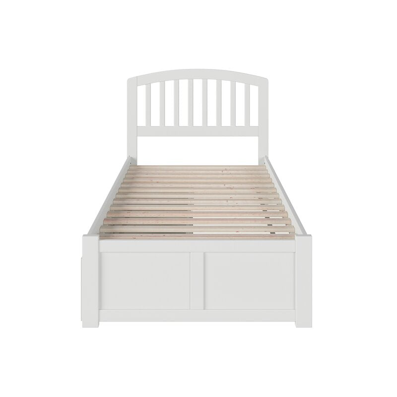 ADOUER WOOD Solid Sheesham Wood Classic Milky White Bed With Storage For Kids