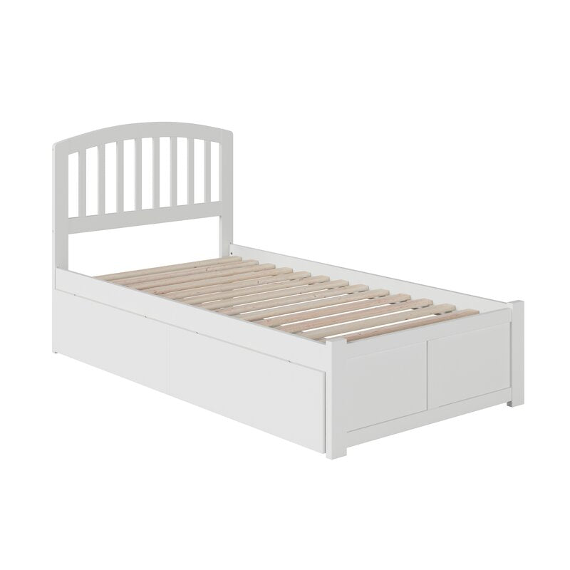 ADOUER WOOD Solid Sheesham Wood Classic Milky White Bed With Storage For Kids