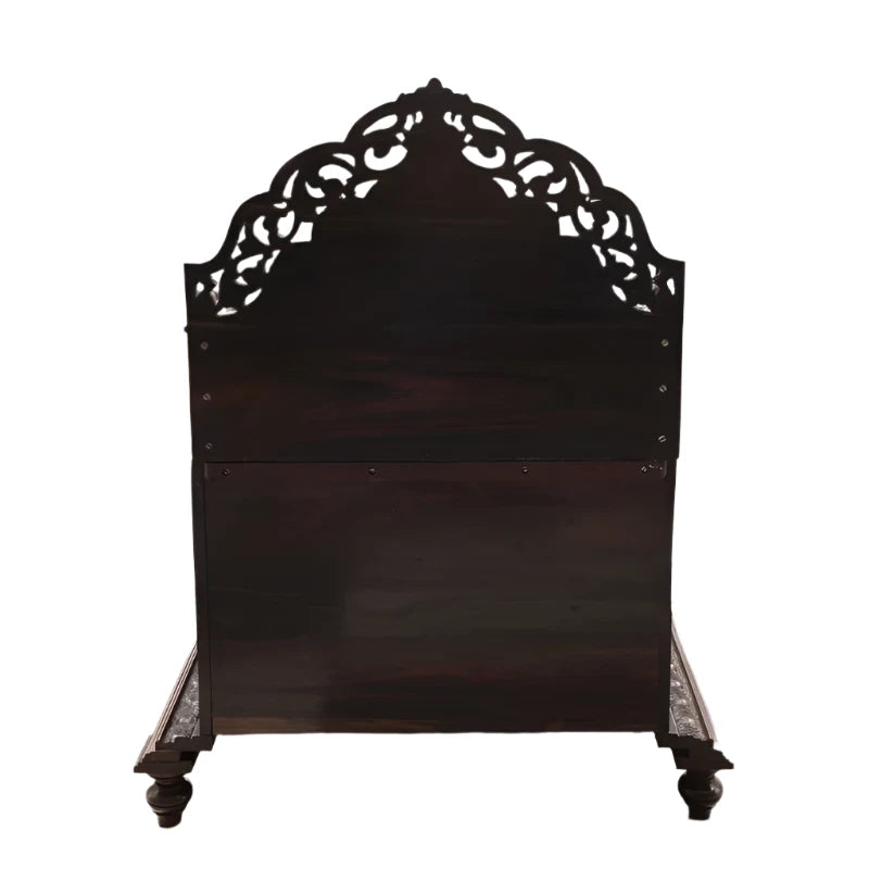 ADOUER WOOD Solid Sheesham Wood Hand Carved Designer Pooja Mandir For Home (Walnut))