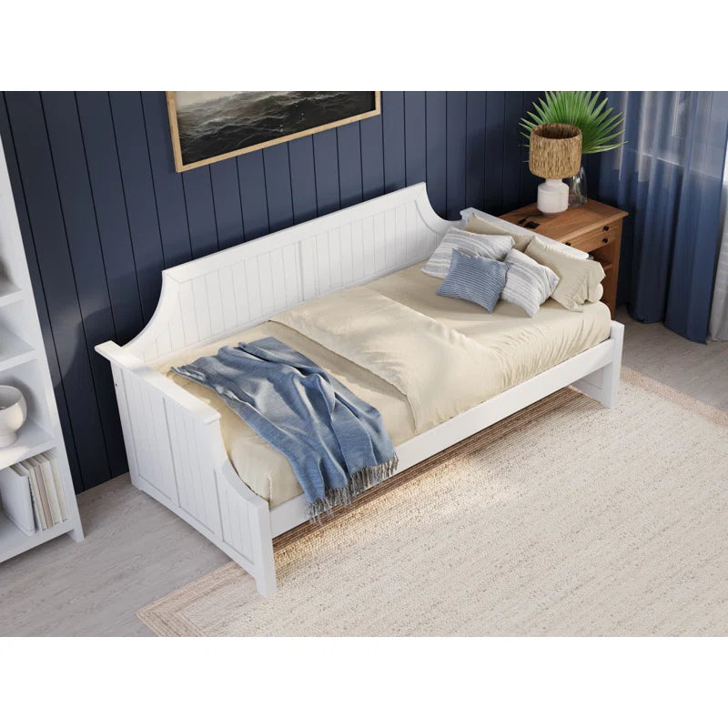 ADOUER WOOD Solid Sheesham Wood PU White Divan (Day Bed), Without Stotage