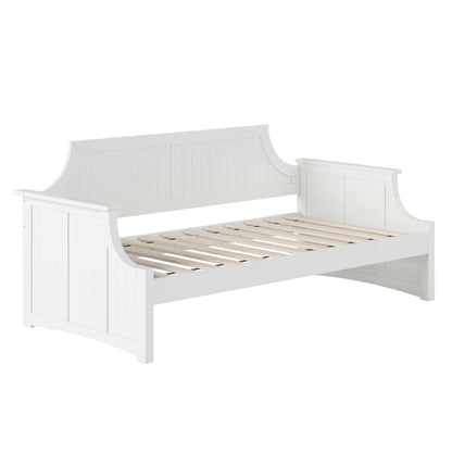 ADOUER WOOD Solid Sheesham Wood PU White Divan (Day Bed), Without Stotage