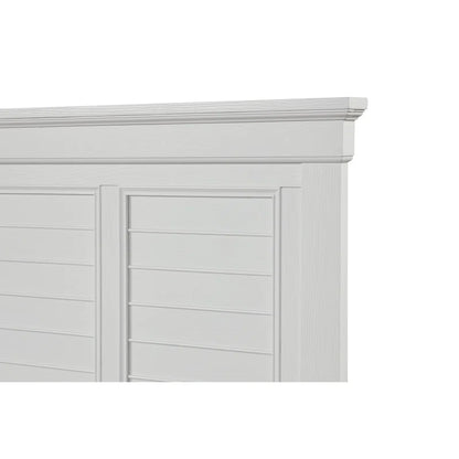 Adouer Wood "Modern White Solid Sheesham Wood Panel Bed with Sleek Shutter-Style Design"