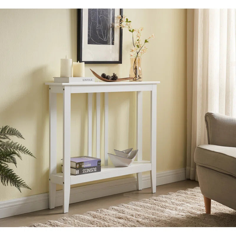 ADOUER WOOD Sheesham Wood White Console Table With Shelf