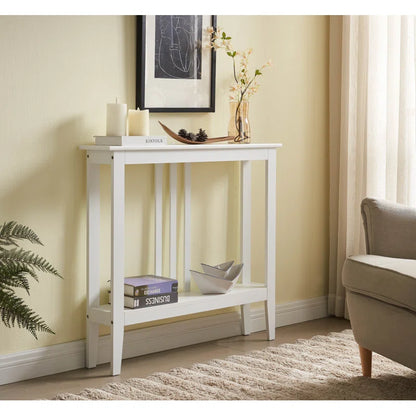 ADOUER WOOD Sheesham Wood White Console Table With Shelf